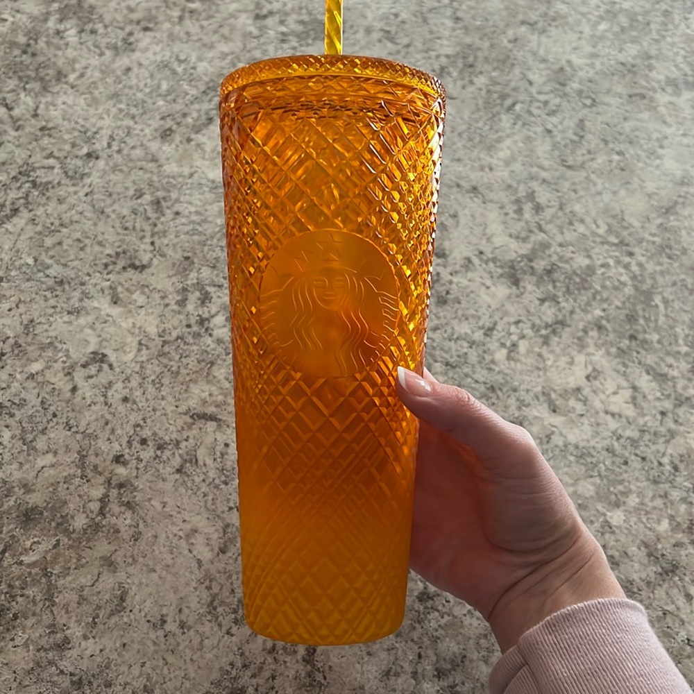 Orange Starbucks tumbler